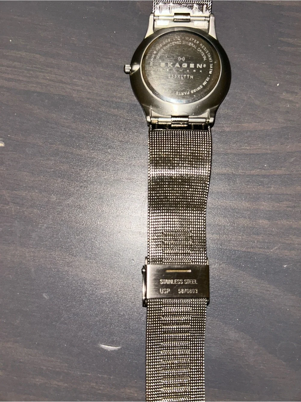 Skagen Men's Navy Blue Dial Titanium-Tone Mesh Watch